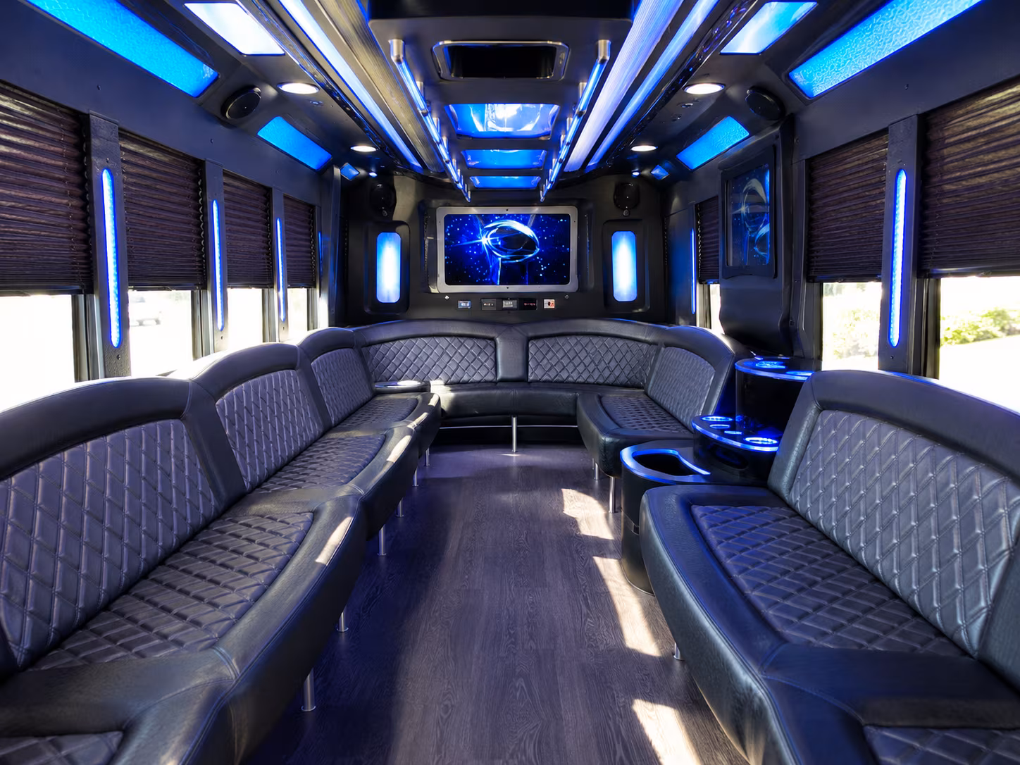 visalia 28 passenger party bus inside