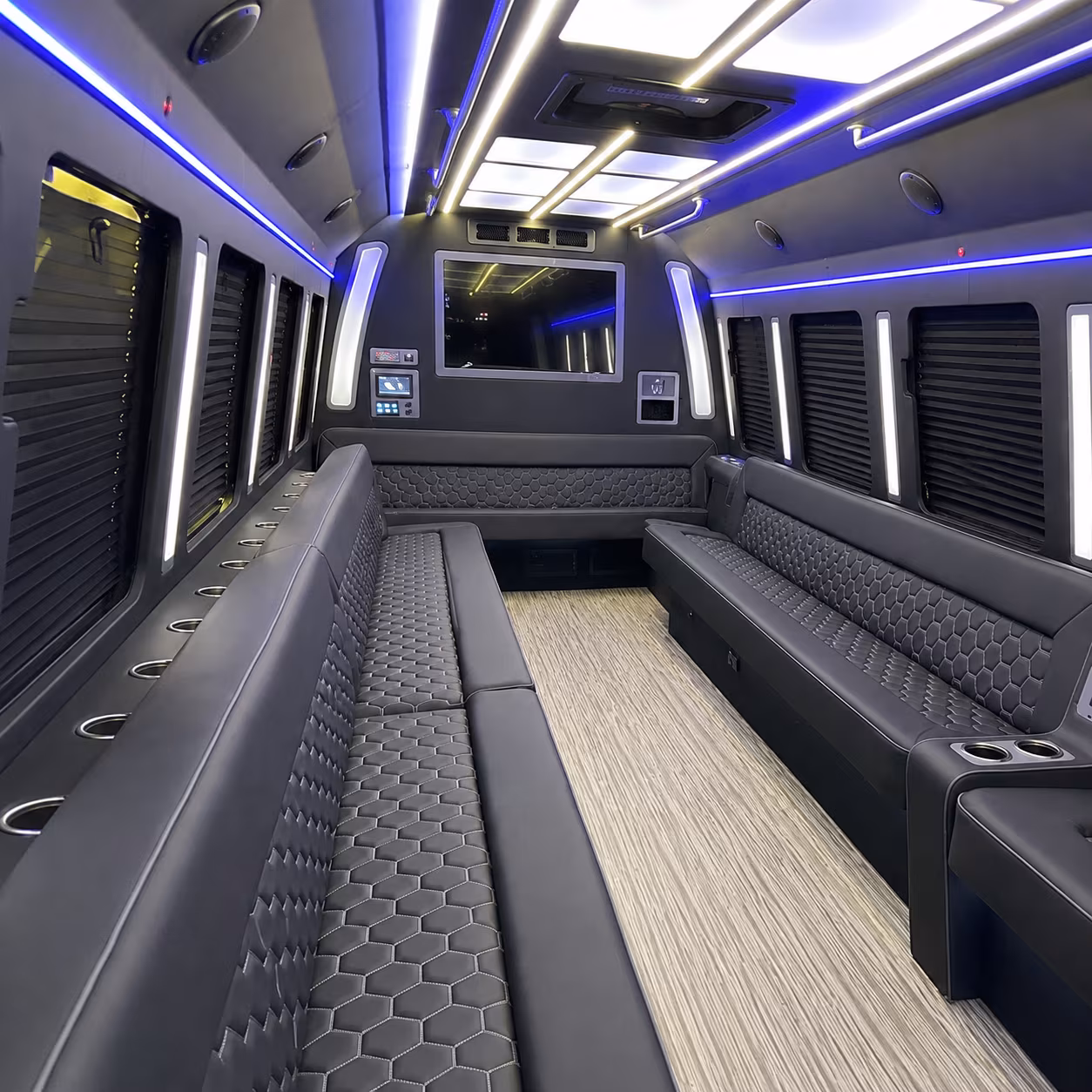 visalia 40 passenger party bus inside