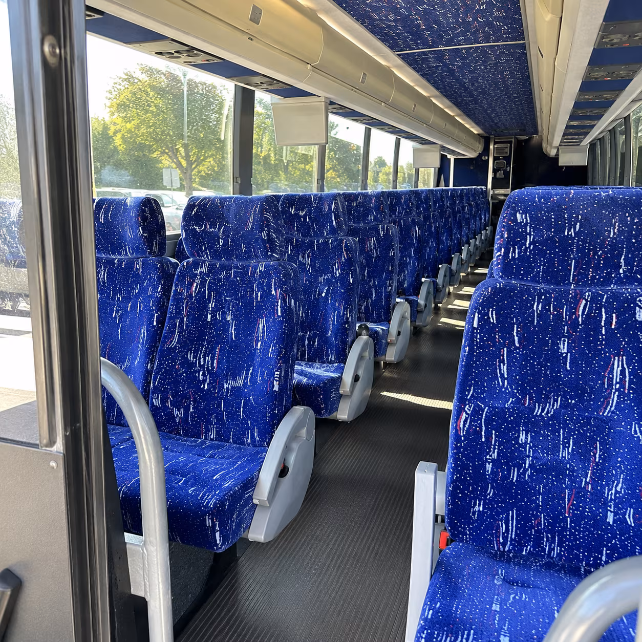 visalia 50 passenger charter bus inside